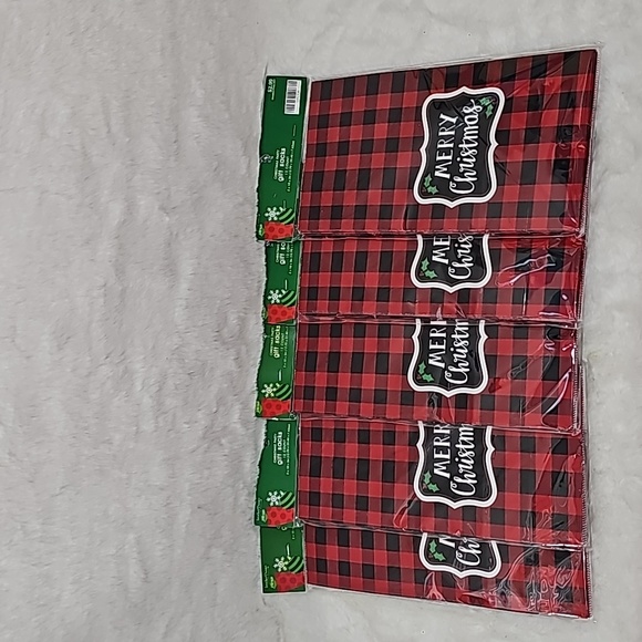 Merry Christmas, Buffalo Plaid 5 packs of 12 Gift Sacks Gift Bags - Picture 1 of 4